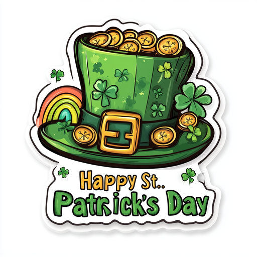 Irish hat with gold coins and shamrocks