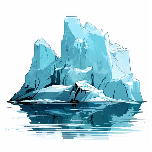 Iceberg clipart in the style of Chiaroscuro Art, on white background