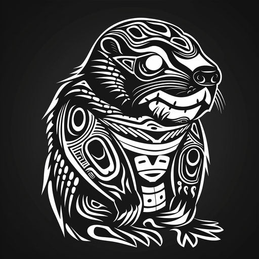 Black and white beaver logo illustration