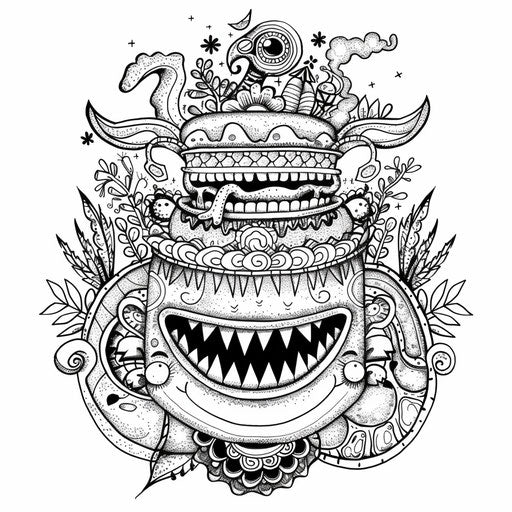 Whimsical cartoon t-shirt with funny slogan and graphics