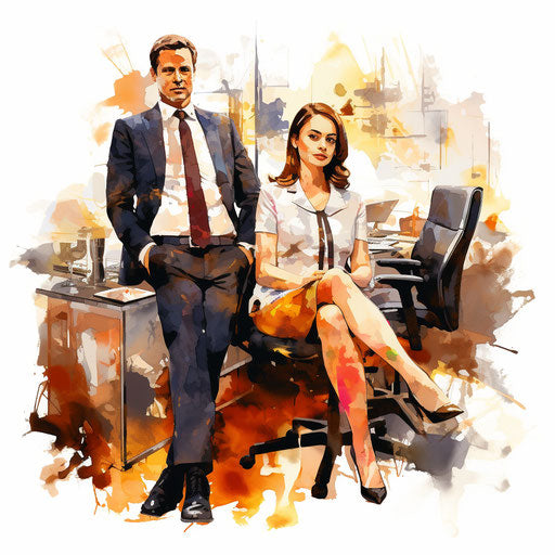Office clipart in the style of oil painting