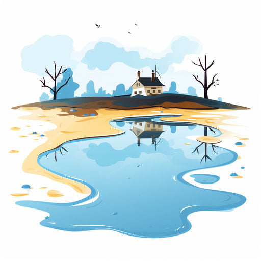 Minimalist-style illustration of a puddle, on white background