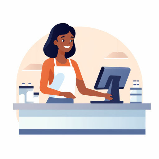 Cashier clipart in Minimalist style on white background