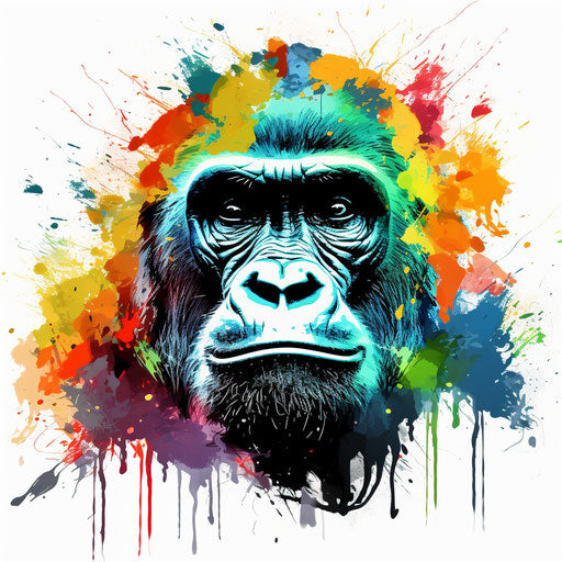 Gorilla clipart in the style of Impressionistic Art, on a white background