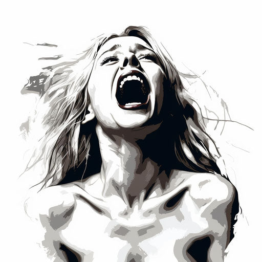 Scream clipart in the style of Chiaroscuro Art, on white background