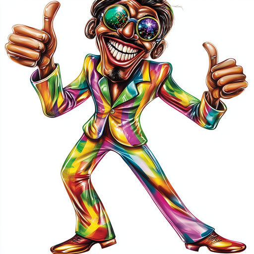 Humorous caricature of a disco clipart with human characteristics and exaggerated teeth