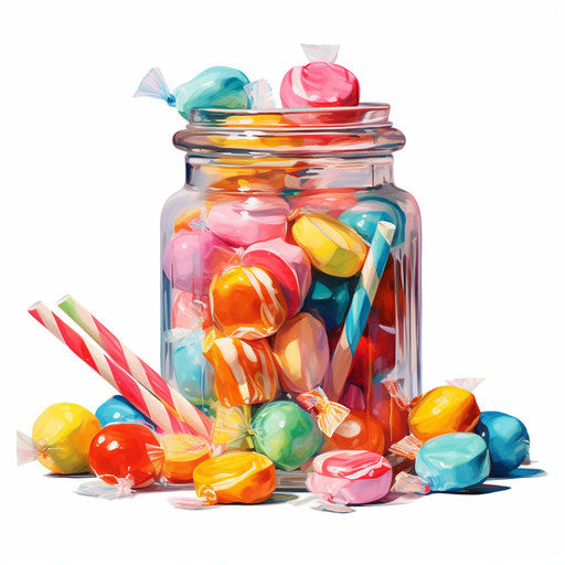 Sweets illustration in the style of Oil painting on white background