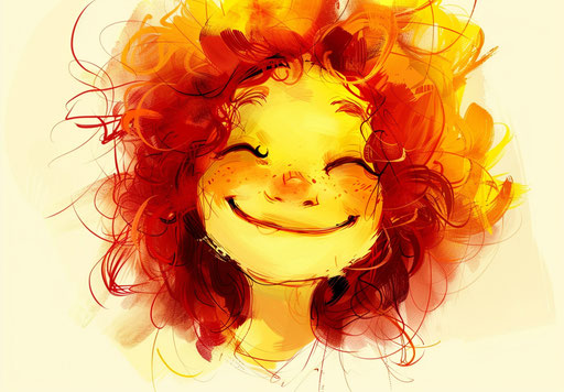 Smiling face drawing with a hair clip art image