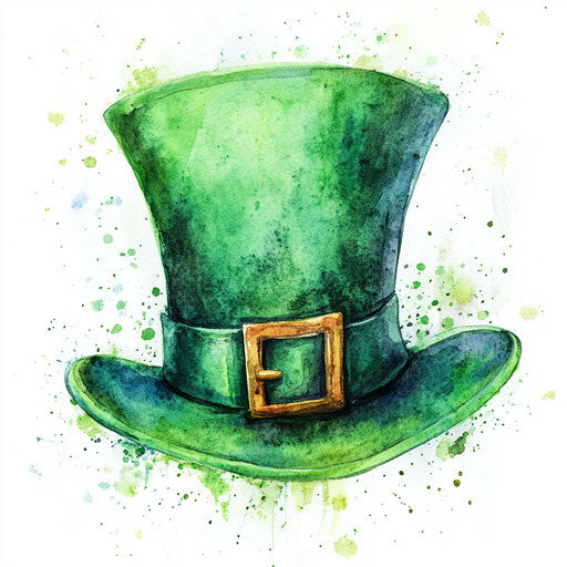 Watercolor St. Patrick's Day hat on white background