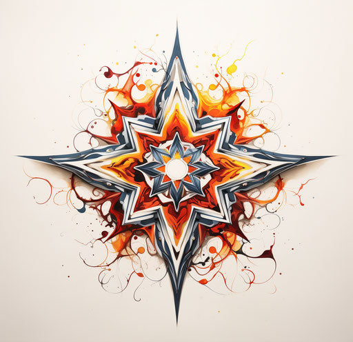 Star tattoo in contemporary abstract pattern MEA hip-hop style