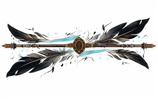 Two arrows in an indigenous setting in black and white