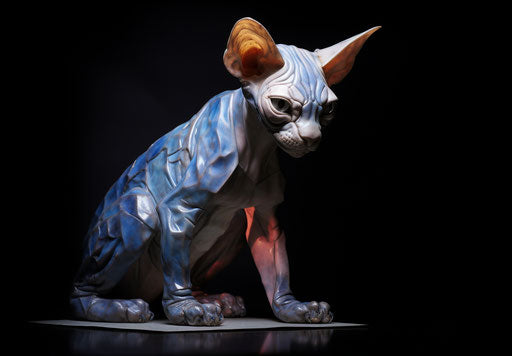 Sphynx cat in dark and light shadows portrait