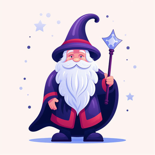 Minimalist wizard on white background