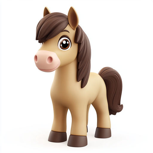 Realistic style 3D pony on flat white background