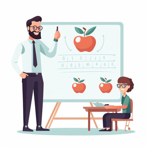 Teacher teaching clipart in Minimalist style, on a white background