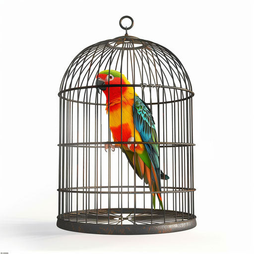 Realistic cage clipart on white background with soft lighting