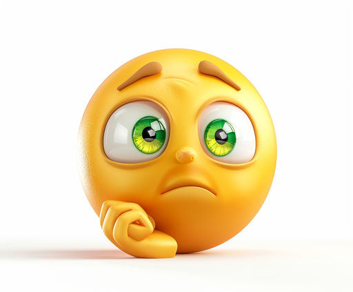 Thin yellow face in thought