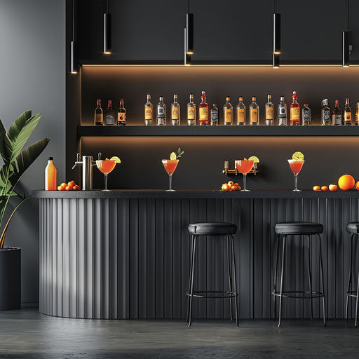 Realistic bar clipart on flat slate grey background