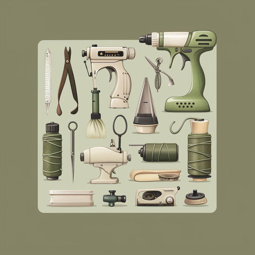 Hobbies clipart with flat, muted olive background