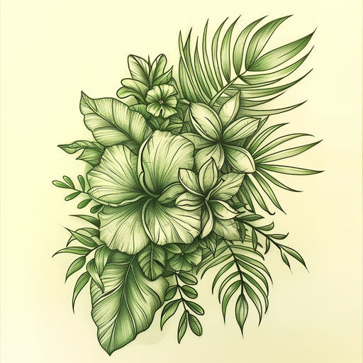 Botanical style tattoo sketch for 666