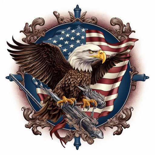 The American eagle with the American flag and arrow