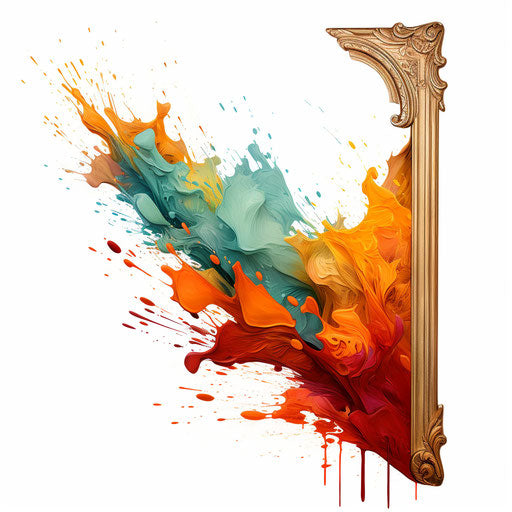 Corner design clipart in the style of oil painting, on white background