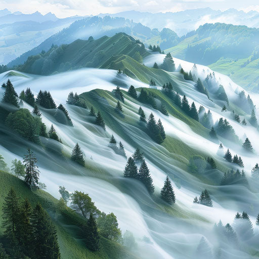 Mystical fog on the slopes of Mount Rigi