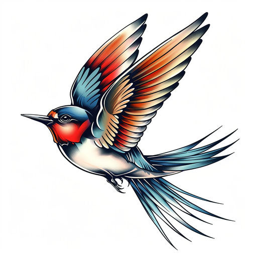 Illustration of a traditional sailor swallow tattoo design