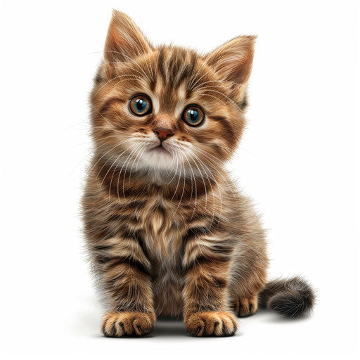 Adorable kitten clipart in realistic style on white background