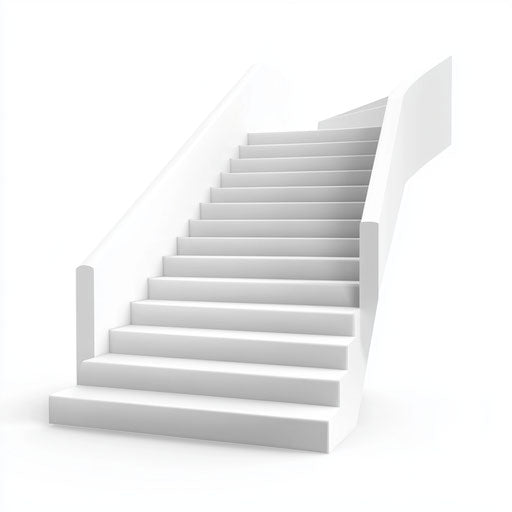 3D stairs on white background, photo realistic style