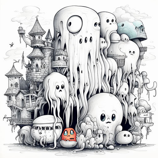 Drawing of ghosts and other scary things