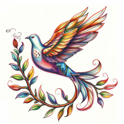 Vibrant peace tattoo sketch in clipart style