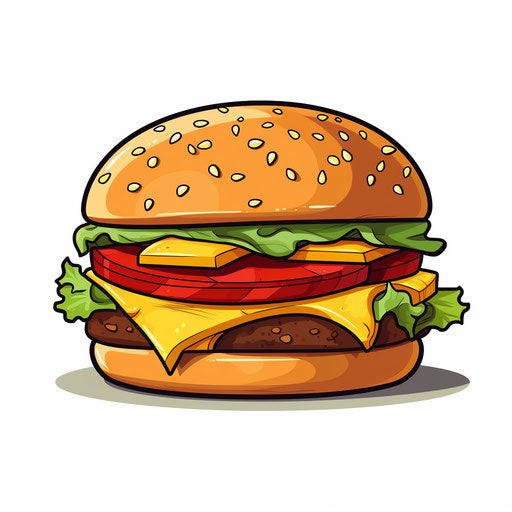 Minimalist style cheeseburger clipart on white background