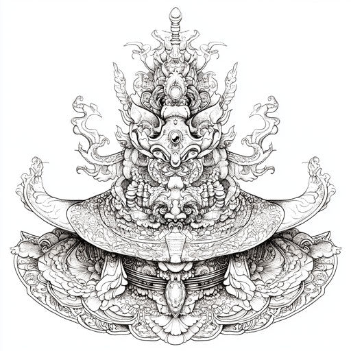 Fantasy hat with intricate elements coloring page