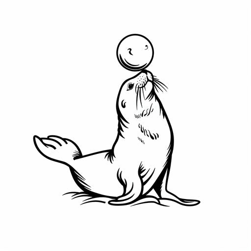 Circus seals: ball balancing on the nose