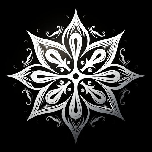 Star tattoo pattern in black and white, Maori art, graffiti-inspired