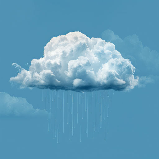 Rain cloud clipart with flat blue background
