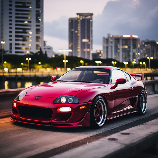 Classic bright cherry red car