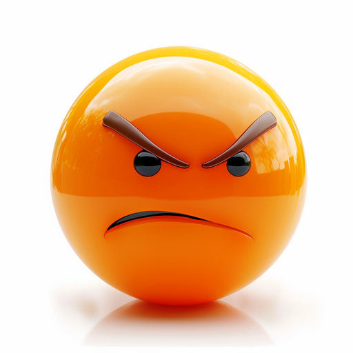 Orange emoticoon on white background, in the style of tenebrism mastery