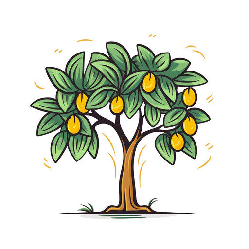 Minimalist style mango tree clipart on white background