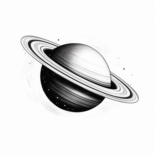 Saturn coloring activity, in the style of captivating, minimalist black and white