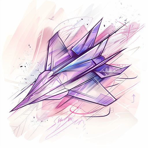 Paper airplane in colorful flat tattoo style