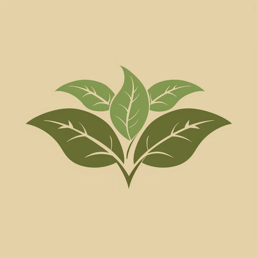 Organic food logo with leafy green design on light brown background