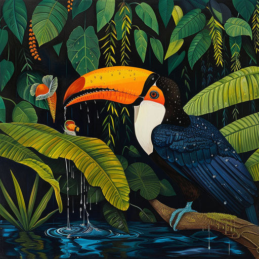 A toco toucan captured in a moment of tranquility