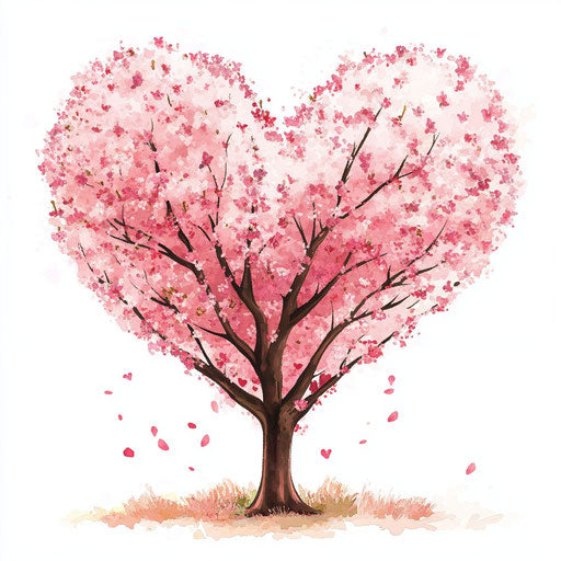 Cherry blossom tree in a cute cartoon style