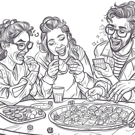 Friends excitedly playing bingo at table