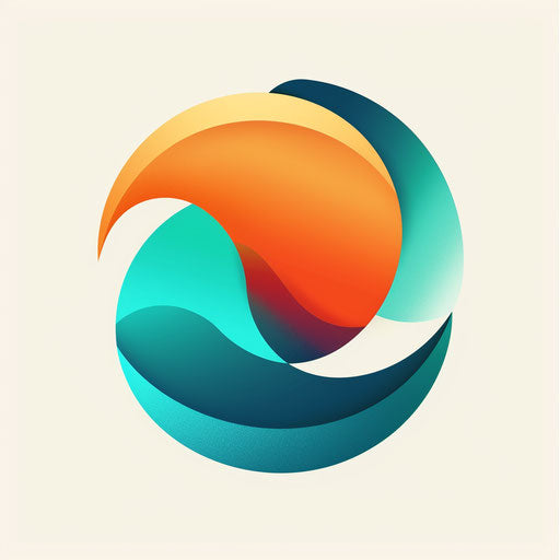 Logos with abstract shapes and vibrant gradient, teal and orange colors