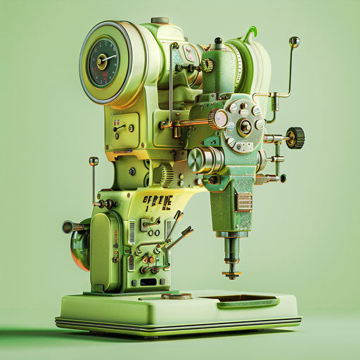 Realistic clipart machine on flat chartreuse background