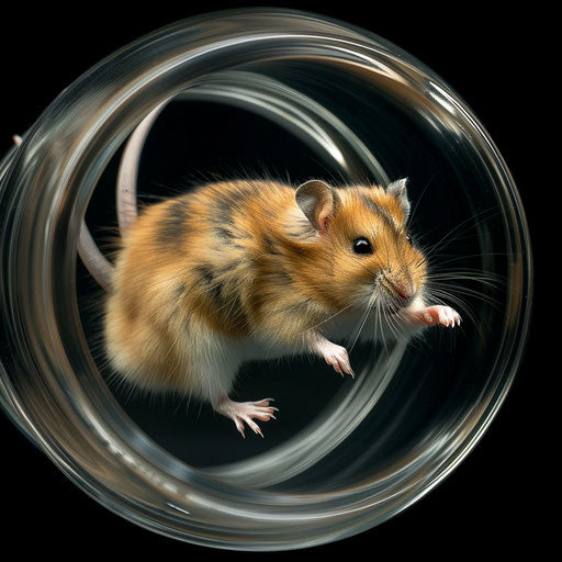 Syrian hamster in motion on a wheel