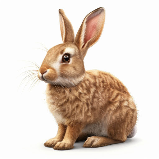 Realistic cartoon rabbit on flat white background